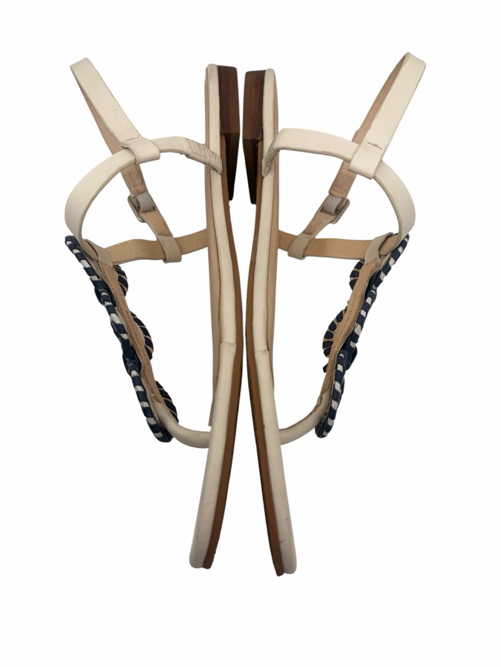 Jack Rogers Navajo Medallion Sandals Cream Navy Leather Size 9.5 - Picture 5 of 6